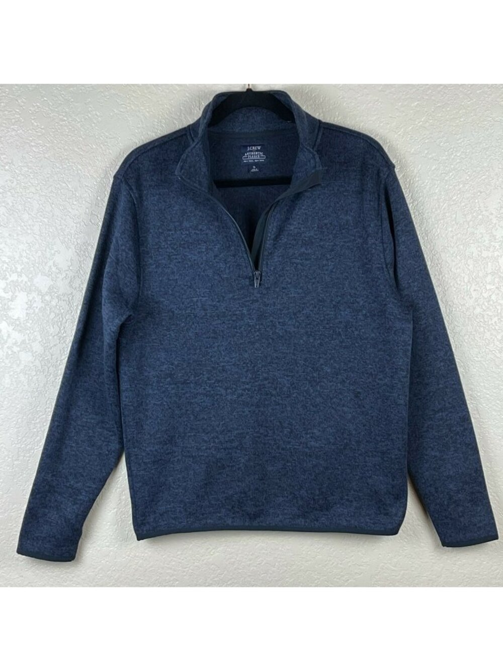 J.CREW Sweater Mens Size S Authentic Fleece 1/4 Zip Mock Neck Pullover Blue - Picture 1 of 6